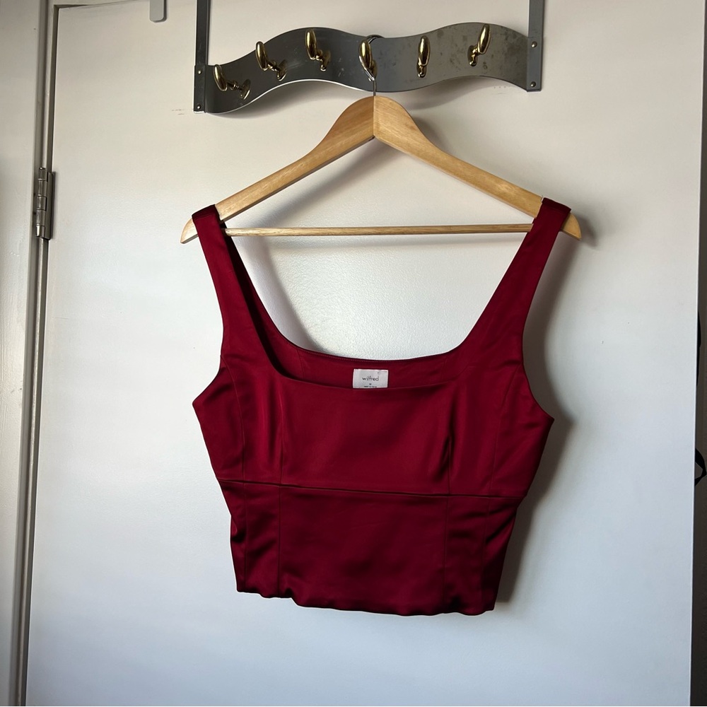 Aritzia Satin Red Crop Top